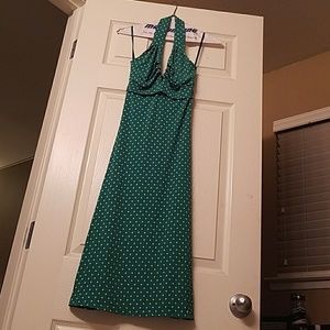 Halter Teal and White Polka dot summer dress