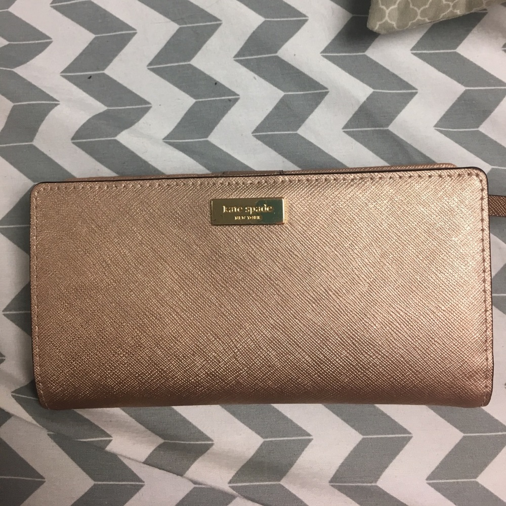 Kate Spade rose gold leather wallet