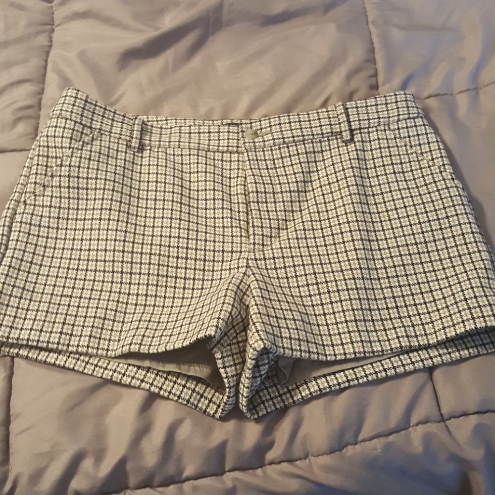 Navy blue and grey Plaid Shorts