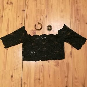 Victoria's Secret Black Lace Bralette Half Sleeve