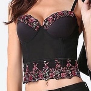 ⭐️NEW⭐️ BEBE Selena Floral Beaded Bustier Small