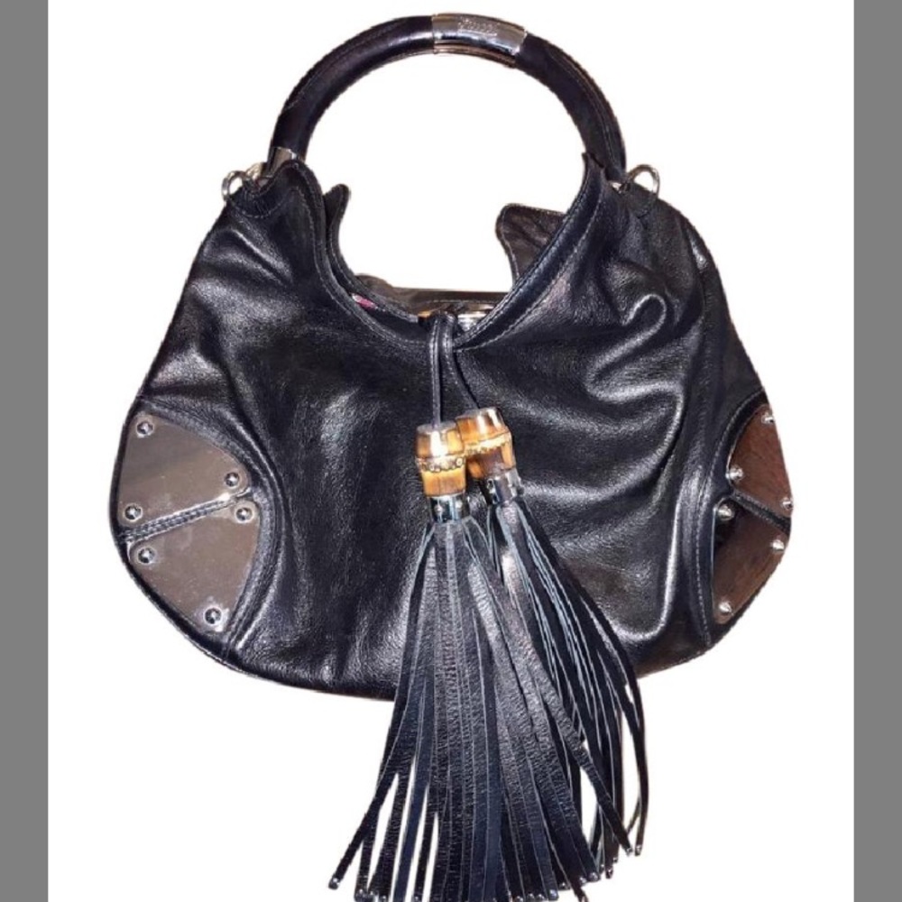 Real Gucci black bag with fringe tassel