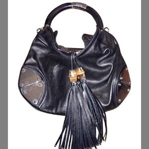 Real Gucci black bag with fringe tassel