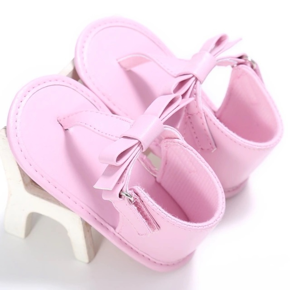 Rose Pink Baby Girl Bow Thongs Sandals Shoes