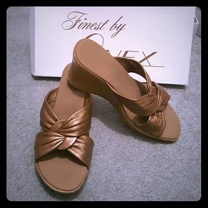 Tan wedge sandals