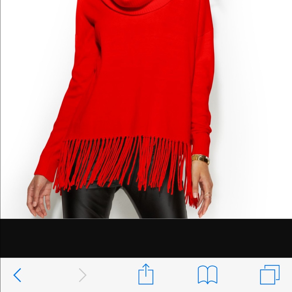 Host Pick! Michael Kors red sweater /fringe. New - Picture 4 of 7