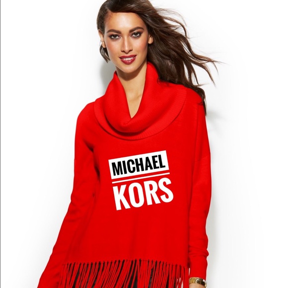 Host Pick! Michael Kors red sweater /fringe. New - Picture 2 of 7