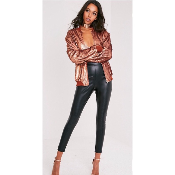 SOLD || HONG-KONG Rose Gold sequin bomber jacket - Picture 2 of 3