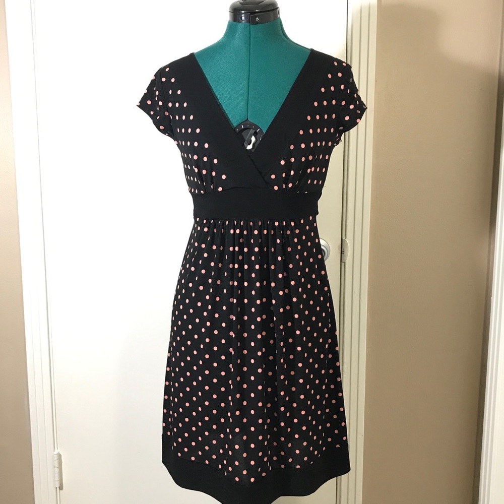 Rampage black with pink polka dots dress