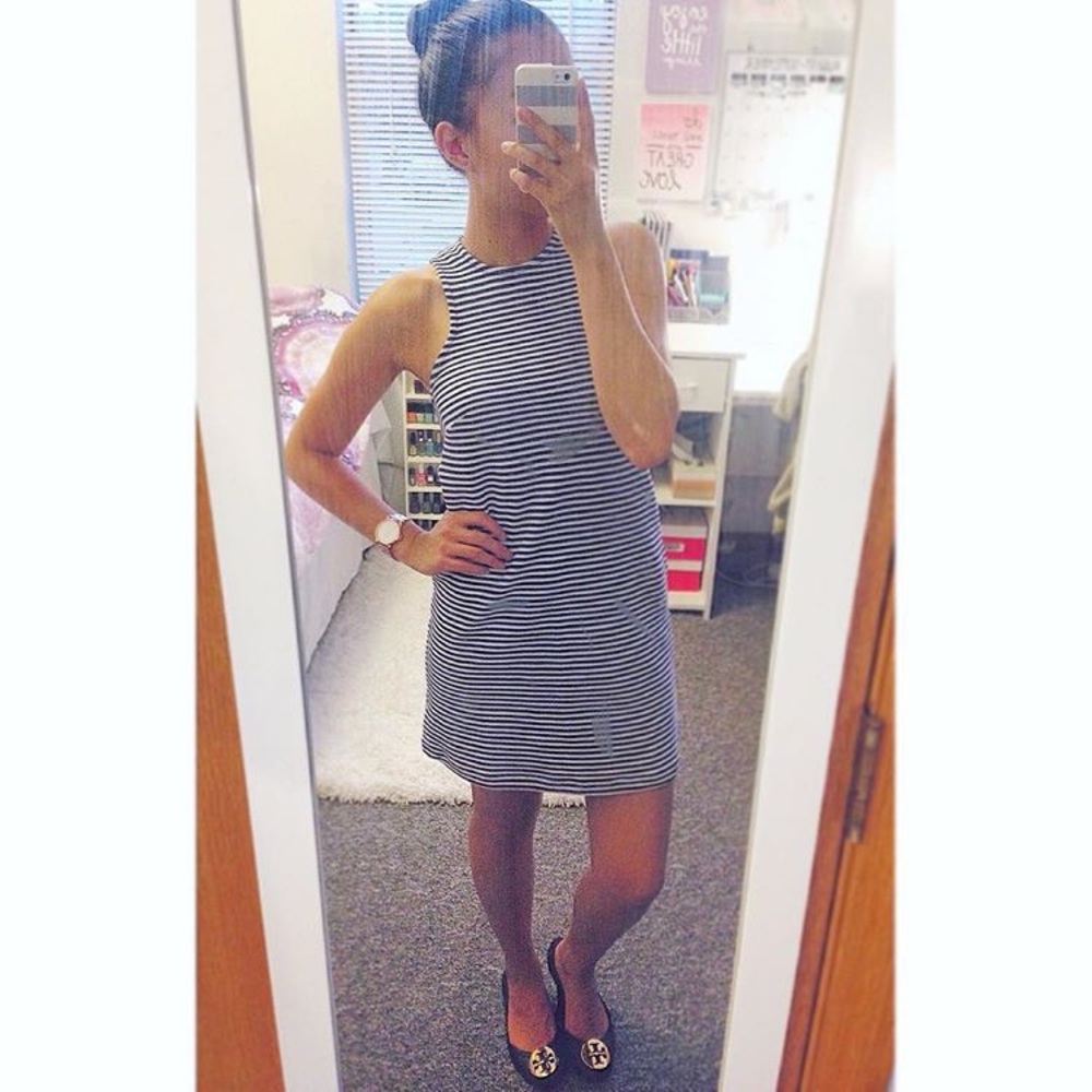 Striped high neck dress