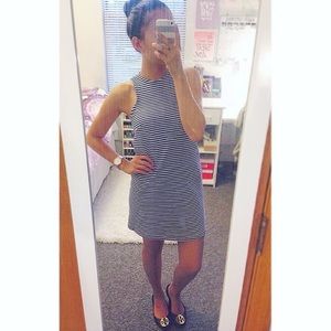 Striped high neck dress