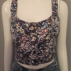 BCBGeneration Crop Top, Atlantic Multi