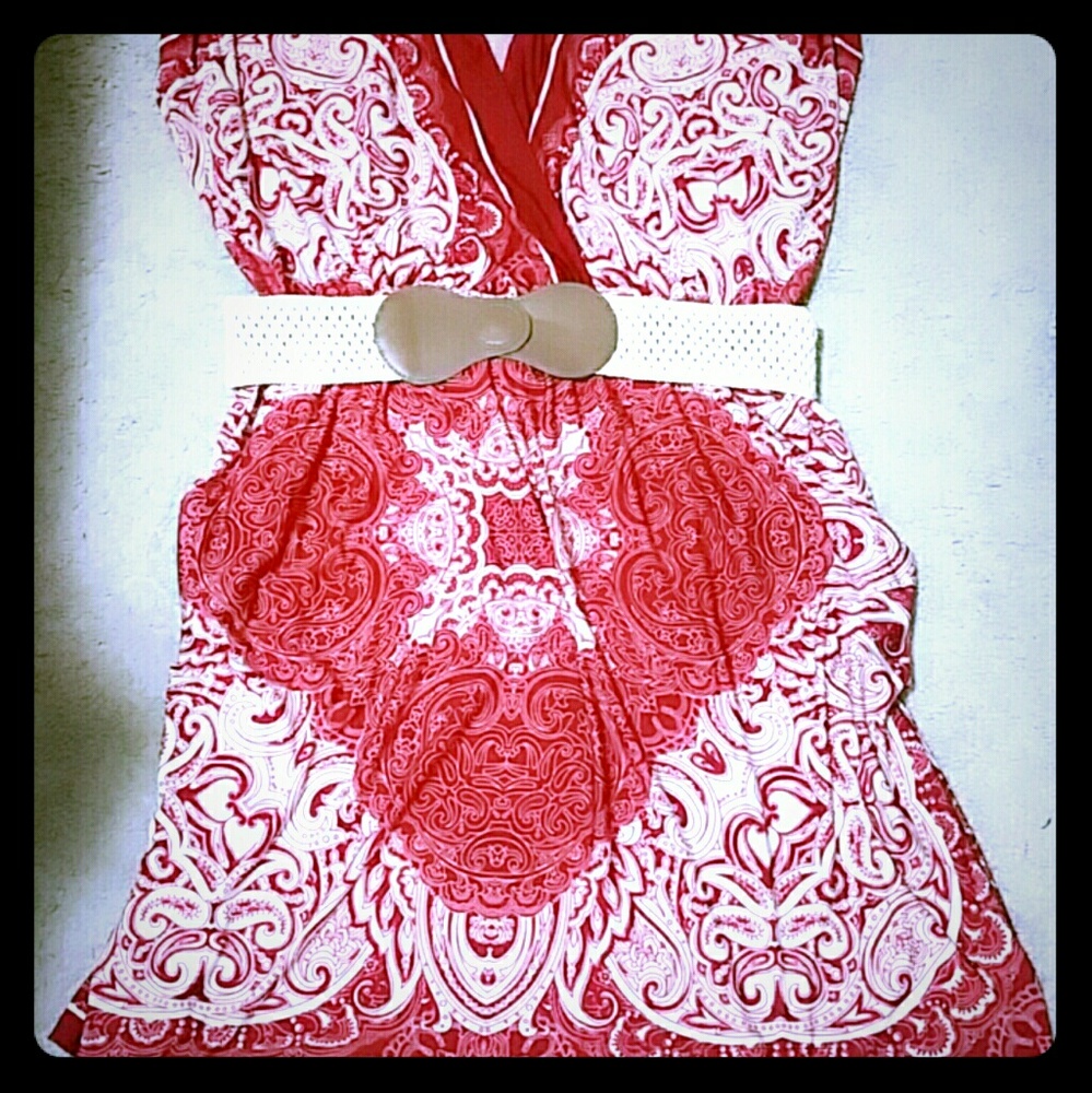 Belted bandana print kabuki belted dress