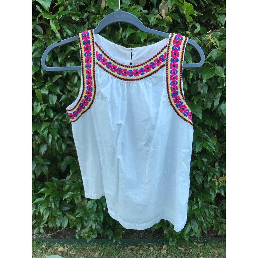Embroidered White Tank