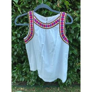 Embroidered White Tank