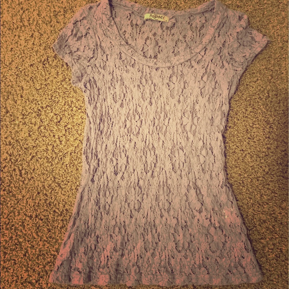 Lavender lace scooped neck shirt