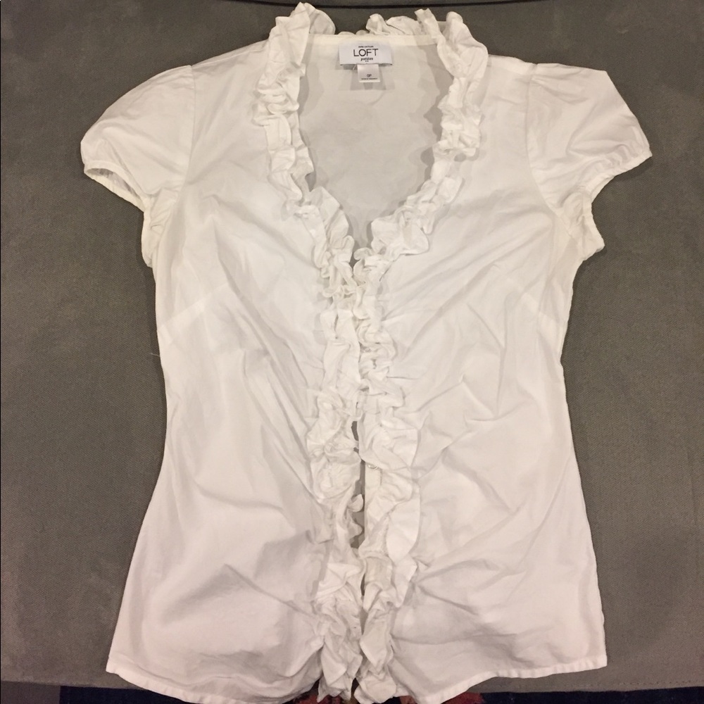 LOFT ruffle neck blouse