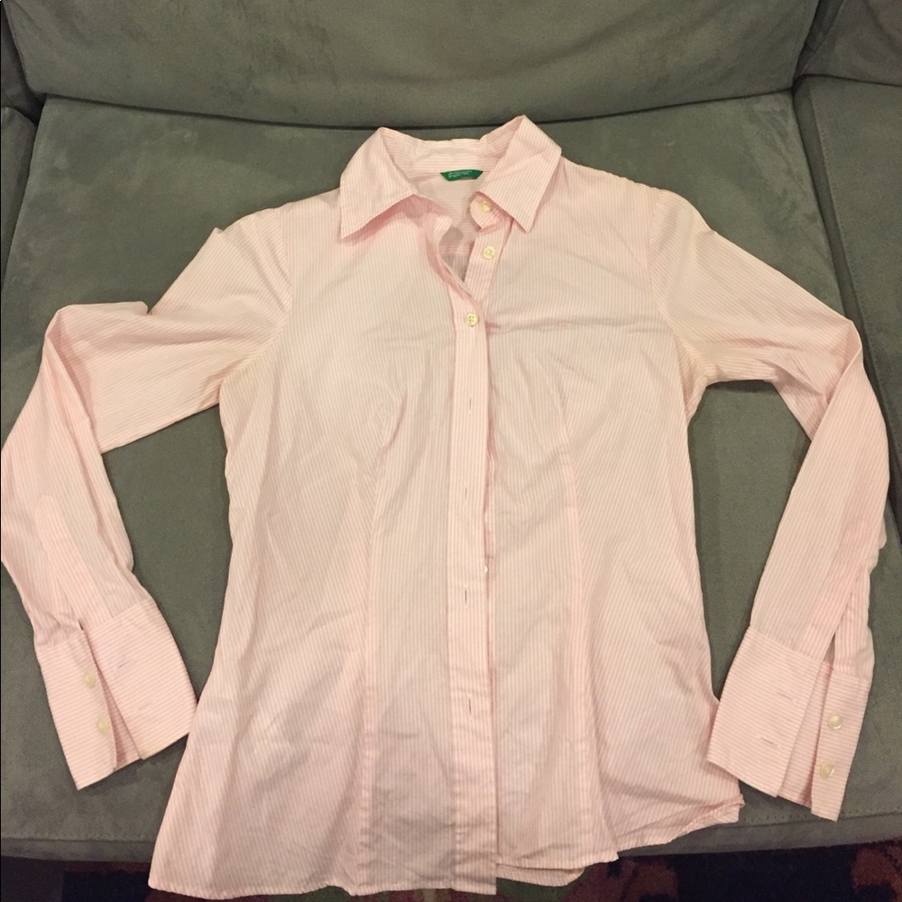 Pink/white stripe Colors of Benetton Button Down