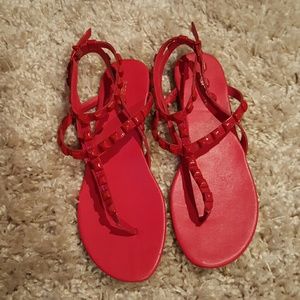 BCBG Red Studded Gladiator Sandals