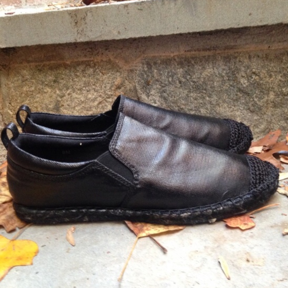 NIB Black Slip On Jute Espadrille Moccasin Loafers - Picture 3 of 4