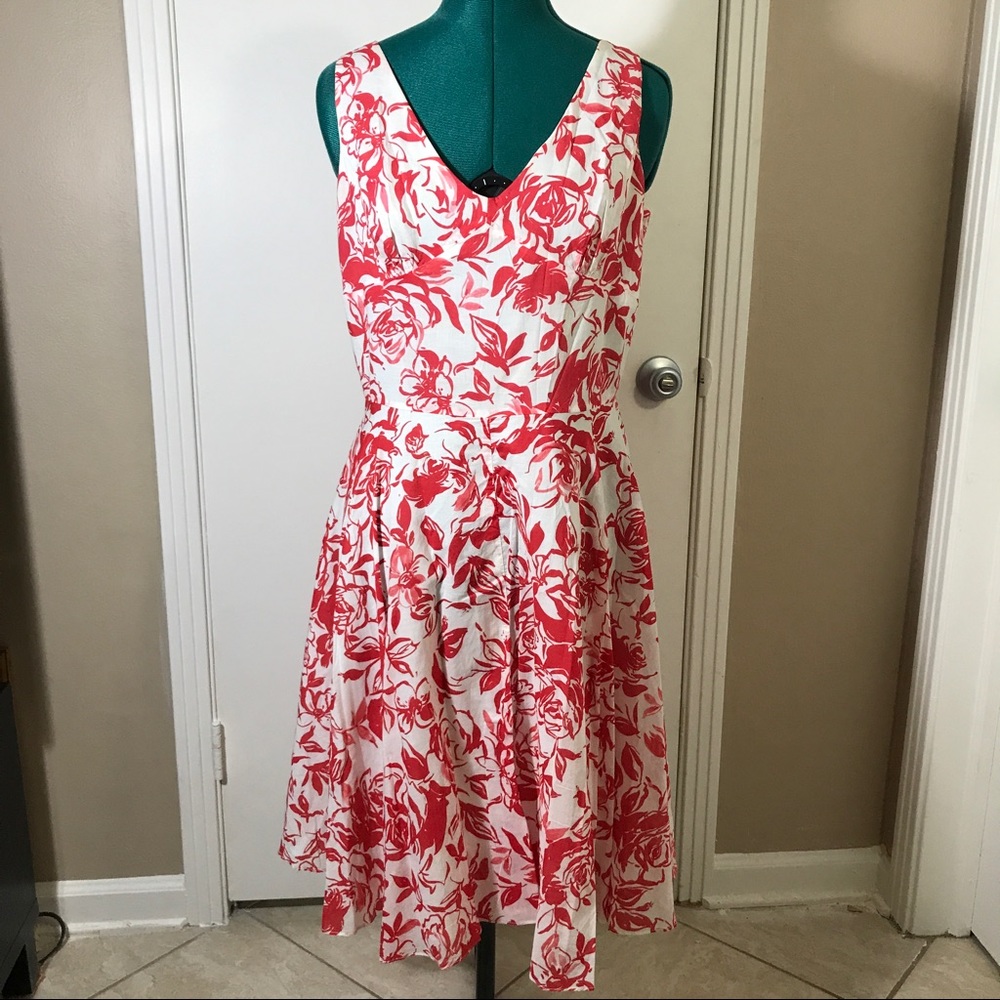 White and red floral dress