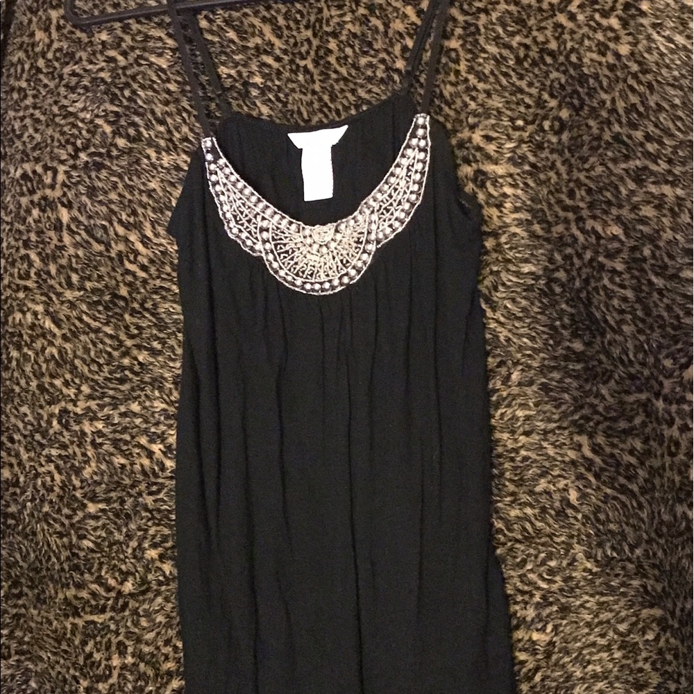 Flowy black tank with silver embellishment-Candy's