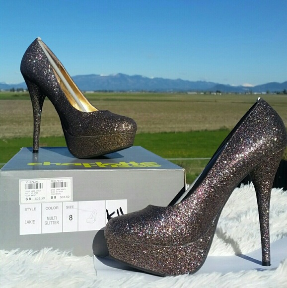 Reduced for sale!  Multi-Color, Glitter, 5" Heels - Picture 2 of 6