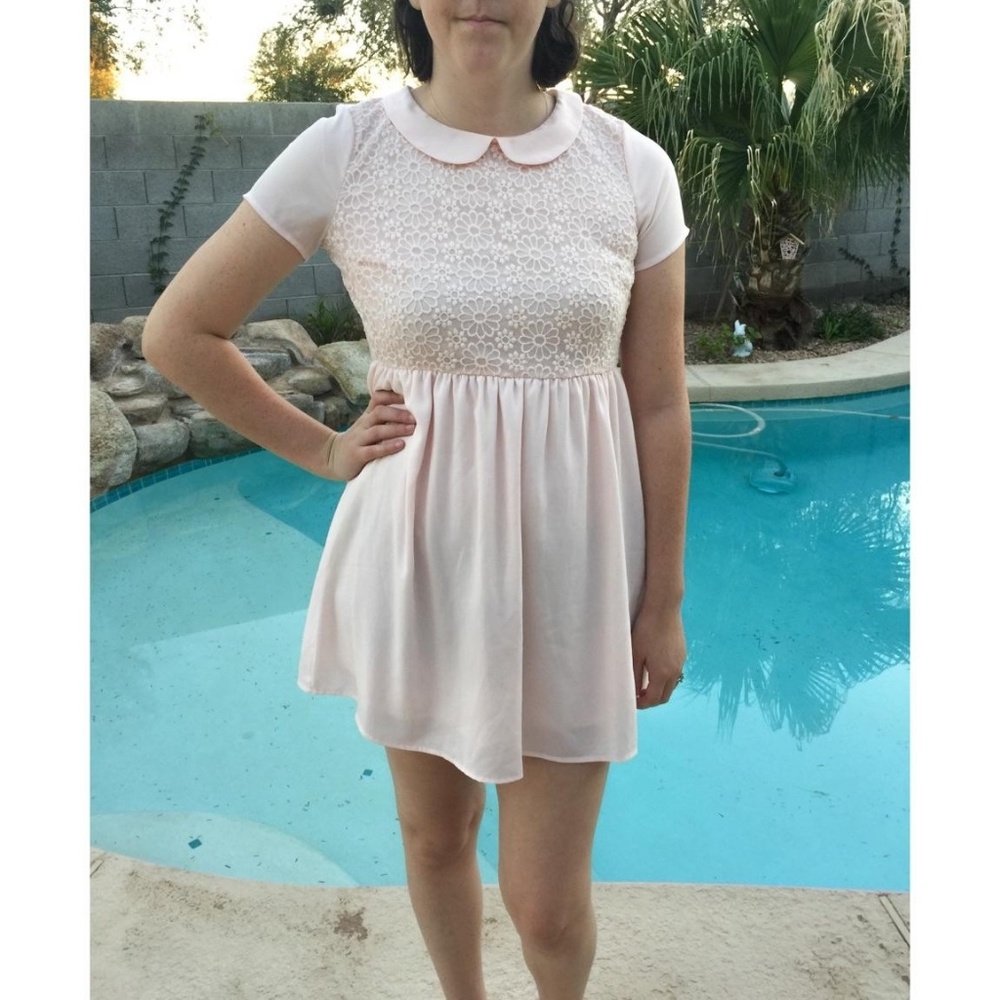 Forever pale pink daisy skater dress