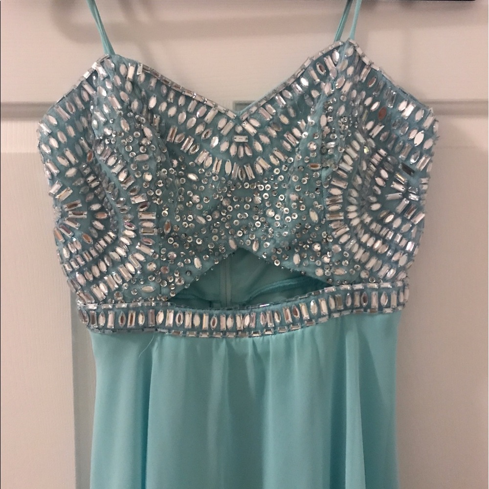 Turquoise Prom Dress - Picture 3 of 4