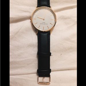 Rosefield black band - gold accent watch