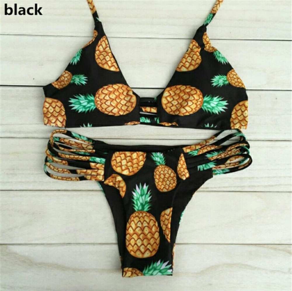 Nwot Pineapple Bikini too and bottom