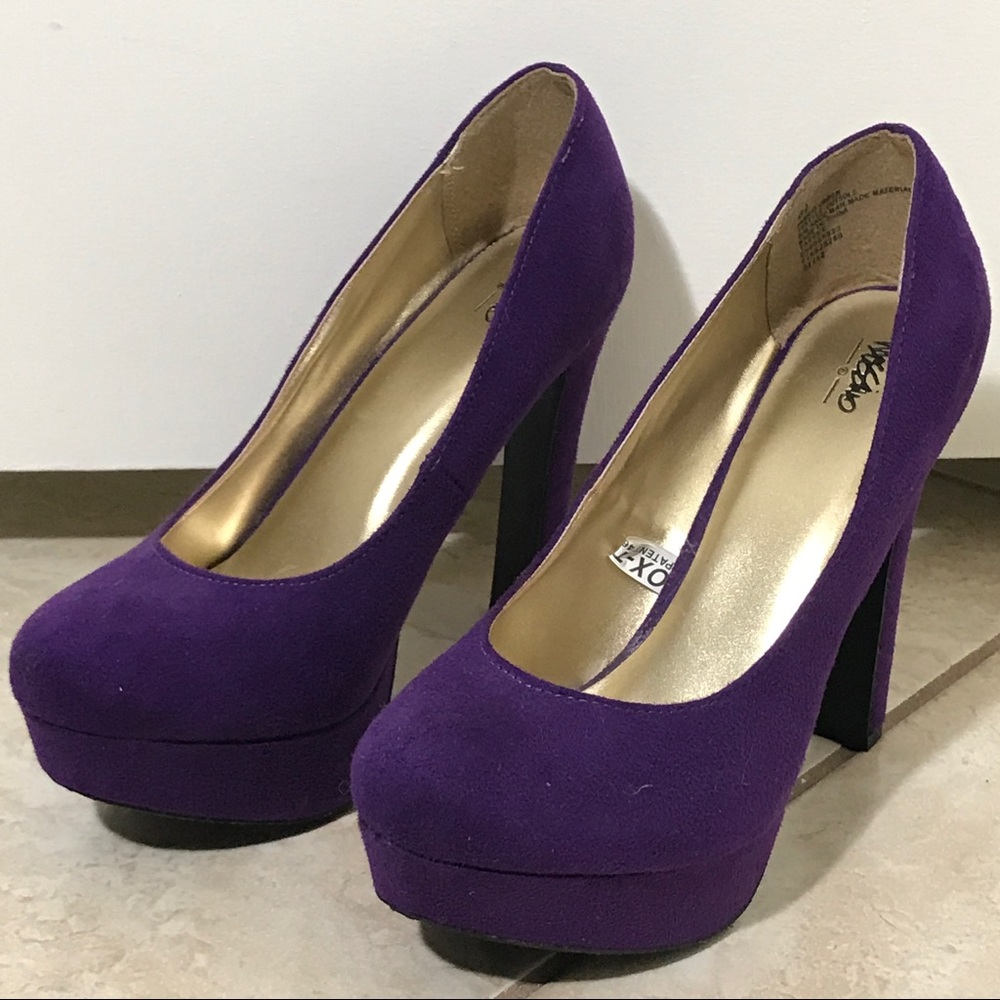 Purple suede heels