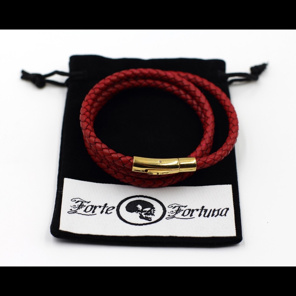 red/gold triple wrap bracelet
