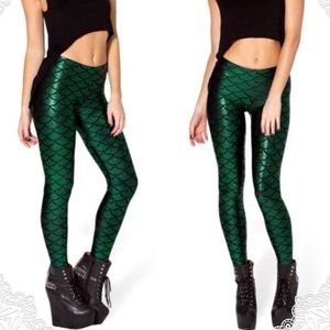 Mermaid leggings, green yoga pants, Halloween