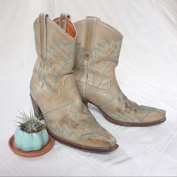Frye Shoes - FRYE 'DESIRE' LINEN SHORT COWGIRL BOOTS SIZE 7