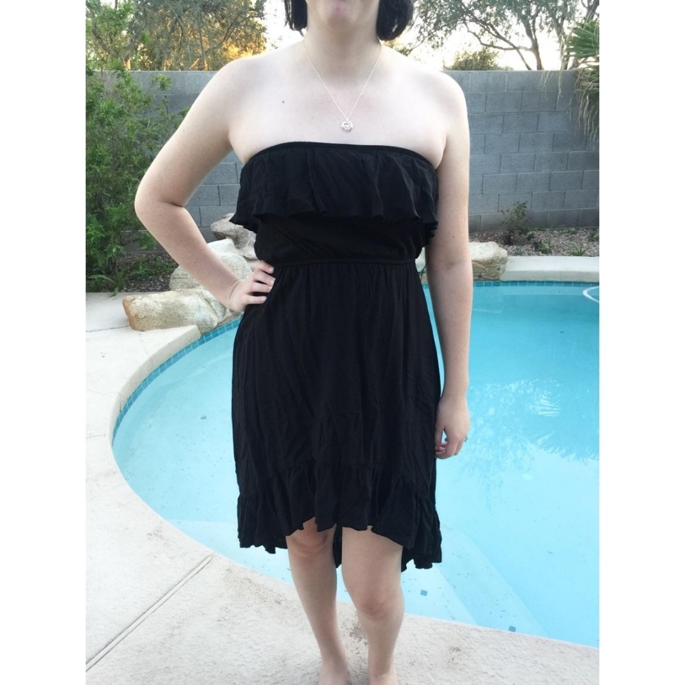 Full tilt ruffle high-low black dress