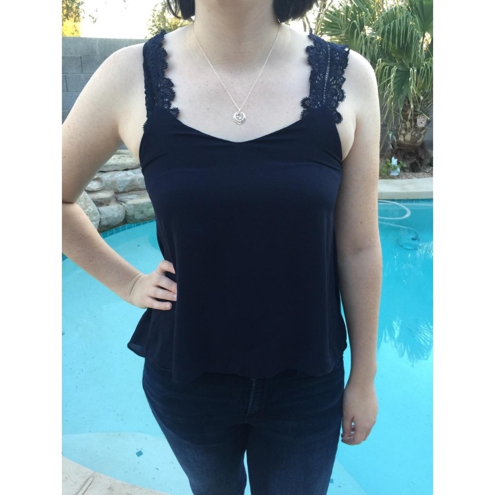 Dark navy crochet strap top