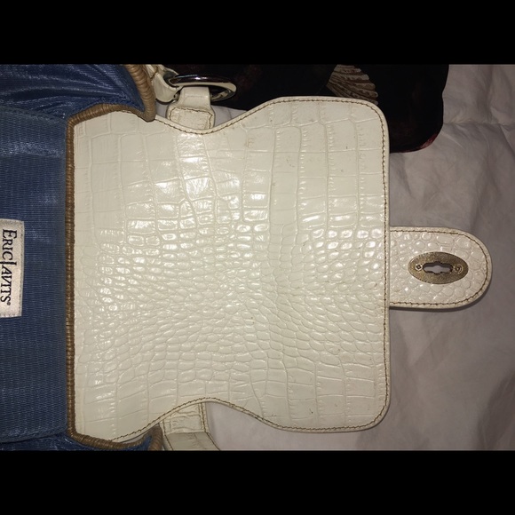 White Leather and wicker Eric Javits Basket bag purse - Picture 5 of 8