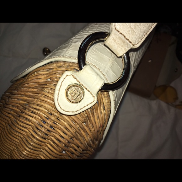 White Leather and wicker Eric Javits Basket bag purse - Picture 8 of 8