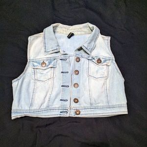 Cropped denim vest