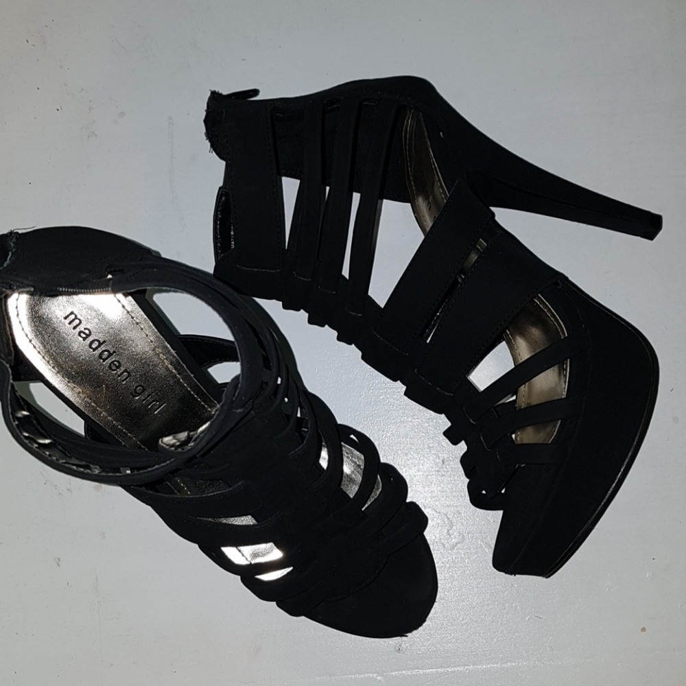 Strappy black heels