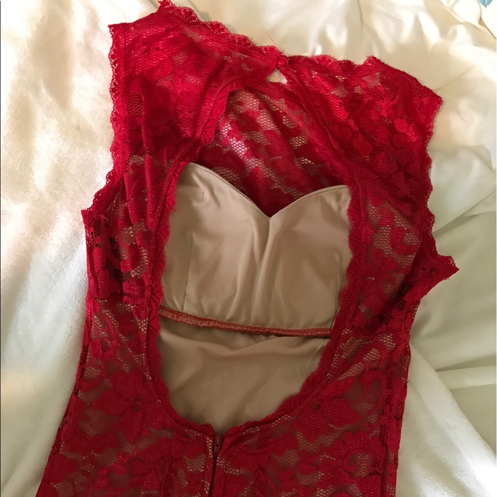 mermaid style high neck backless red prom dress