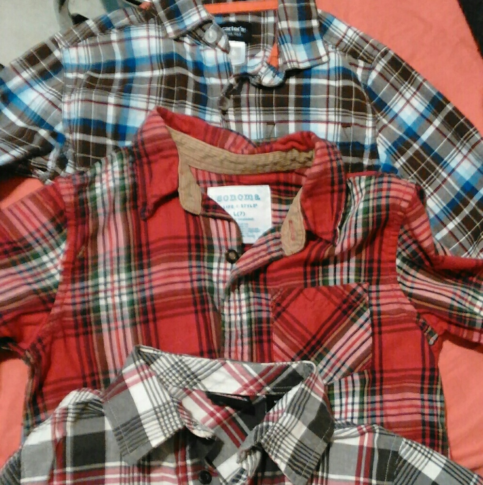 Lot of boys flannel button ups