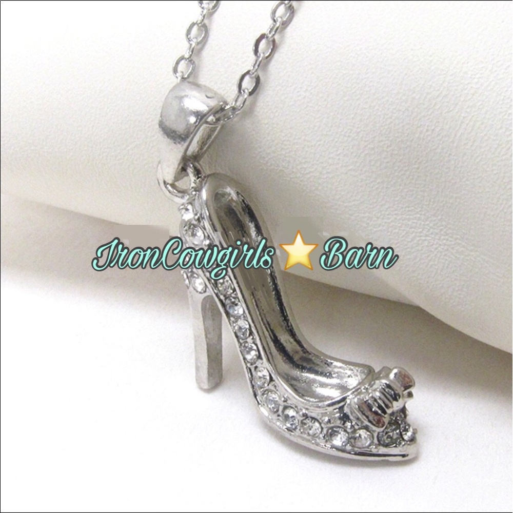 Hot Diamond & Platinum Hi-Heel Pendant Necklace