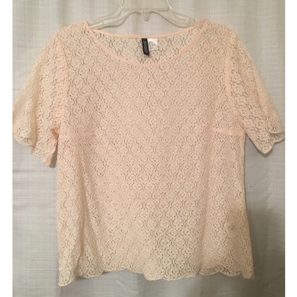 Women's H&M Simple Blush Lace Crop Top // Size 14