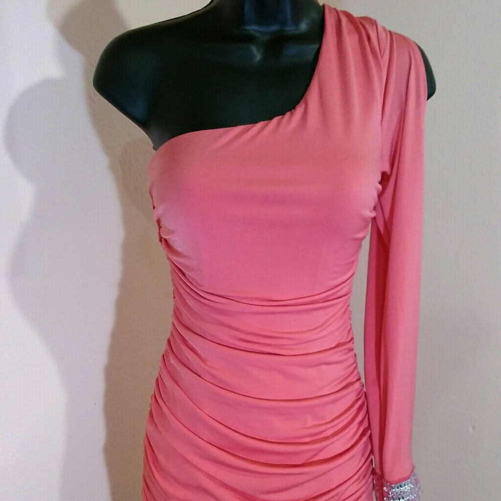Beautiful asymmetrical pink orange dress sz small