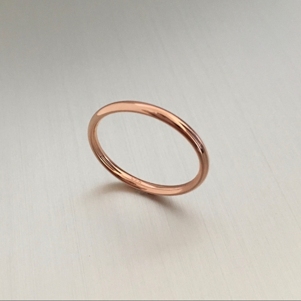 Rose Gold Plated Sterling Silver One 2MM Band, Wedding Bands, Stackable Rings