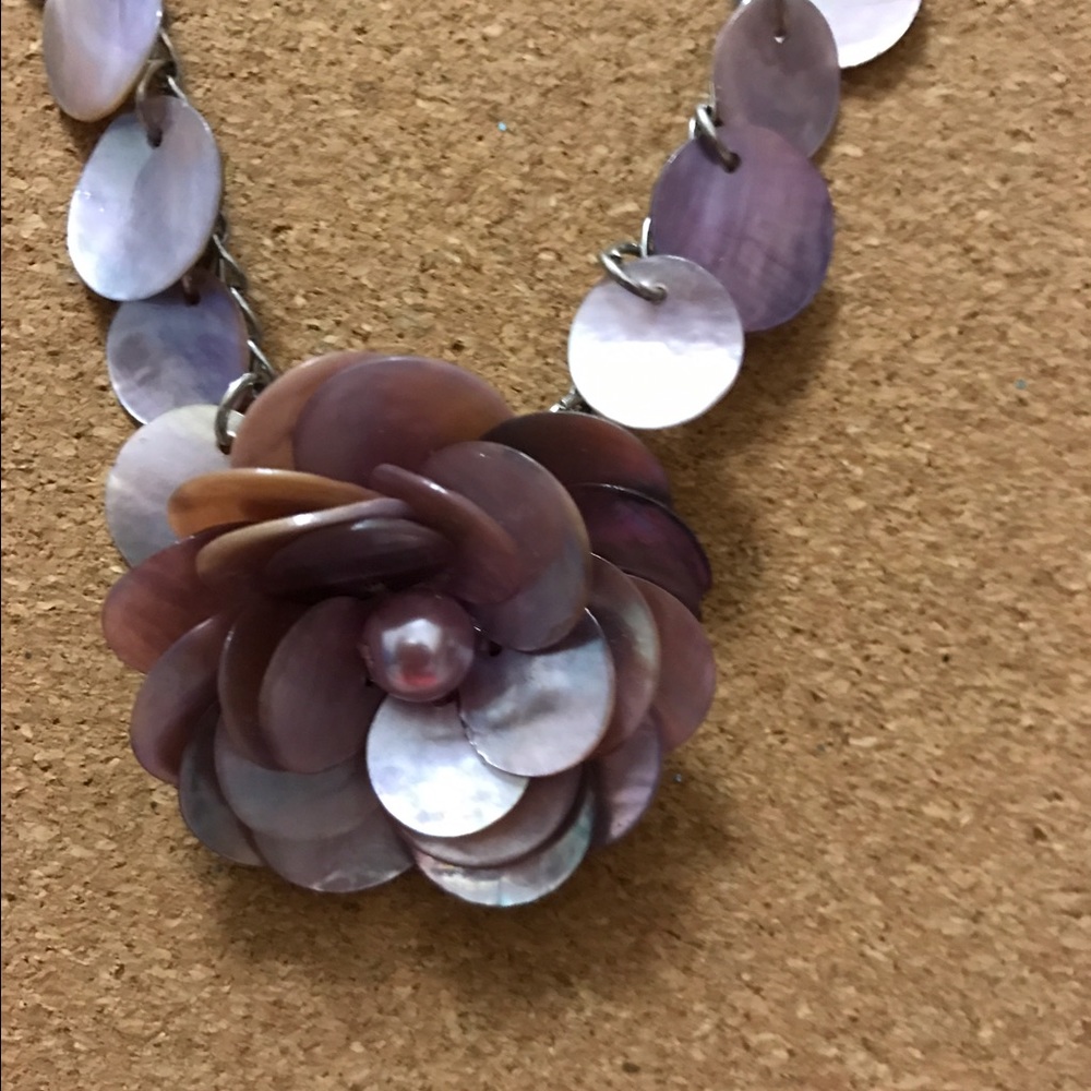 Lavender Flower Shell Necklace