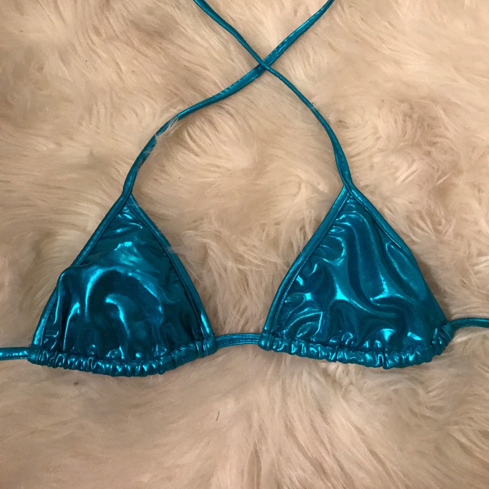 American Apparel Shiny Blue Bikini Top