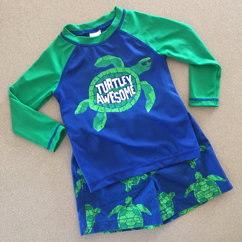Gymboree Swim Trunks and Rash Guard